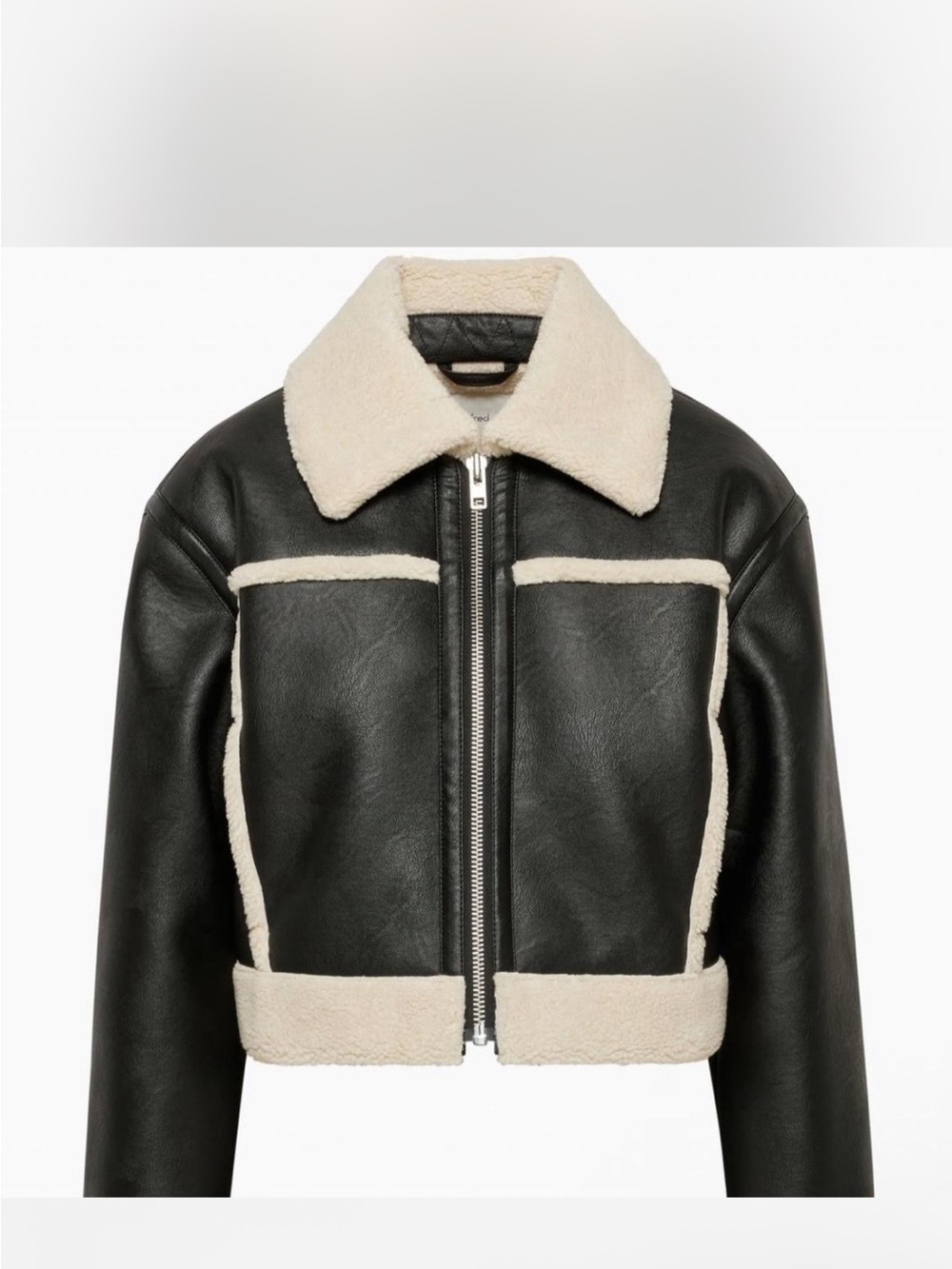 Aritzia Black Faux Shearling Trimmed Aviator Jacket